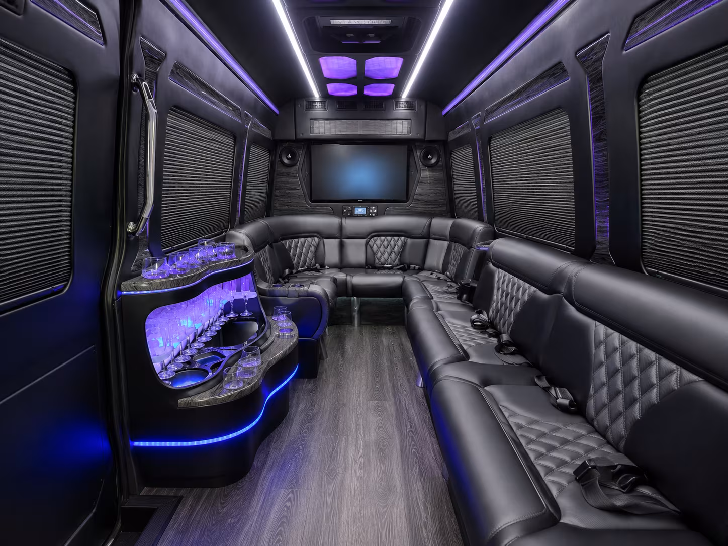 reno 50 passenger party bus inside